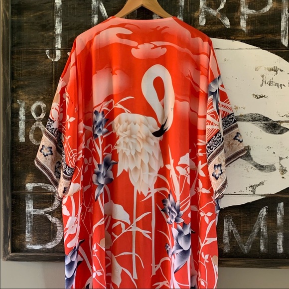 💃🏻ANYSSA Bohemian Flamingo Boho Kimono - Picture 2 of 10